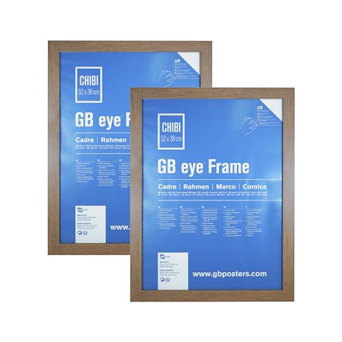 Gb Eye Oak Wooden Picture Poster Frame 20.5" x 15" Twin Pack Vertical and Horizontal
