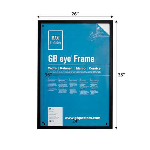 Gb Eye Black Wooden Maxi Poster Frame 24" x 36" Set of 3 Frames Gallery Poster Wall Picture Frame