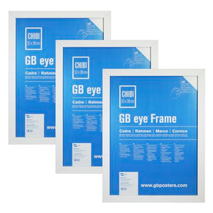 Gb Eye White Wooden Picture Poster Frame 22" x 17" Set of 3 Vertical and Horizontal