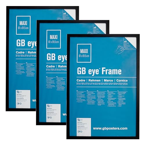 Gb Eye Black Wooden Maxi Poster Frame 24" x 36" Set of 3 Frames Gallery Poster Wall Picture Frame