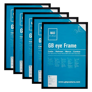 Gb Eye Black Wooden Maxi Poster Frame 24" x 36" Set of 5 Frames Gallery Poster Wall Picture Frame