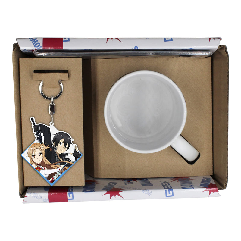 ABYstyle Sword Art Online Gift Box Includes 11 Oz. Ceramic Coffee Mug, Acrylic Keychain & Acryl Figure