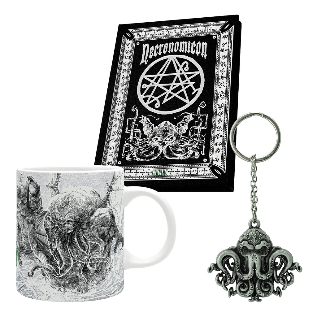ABYstyle H.P Lovecraft Cthulhu Gift Set Includes a Necronomicon Journal, a Cthulhu Keychain, and a Cthulhu Attacks Coffee Mug