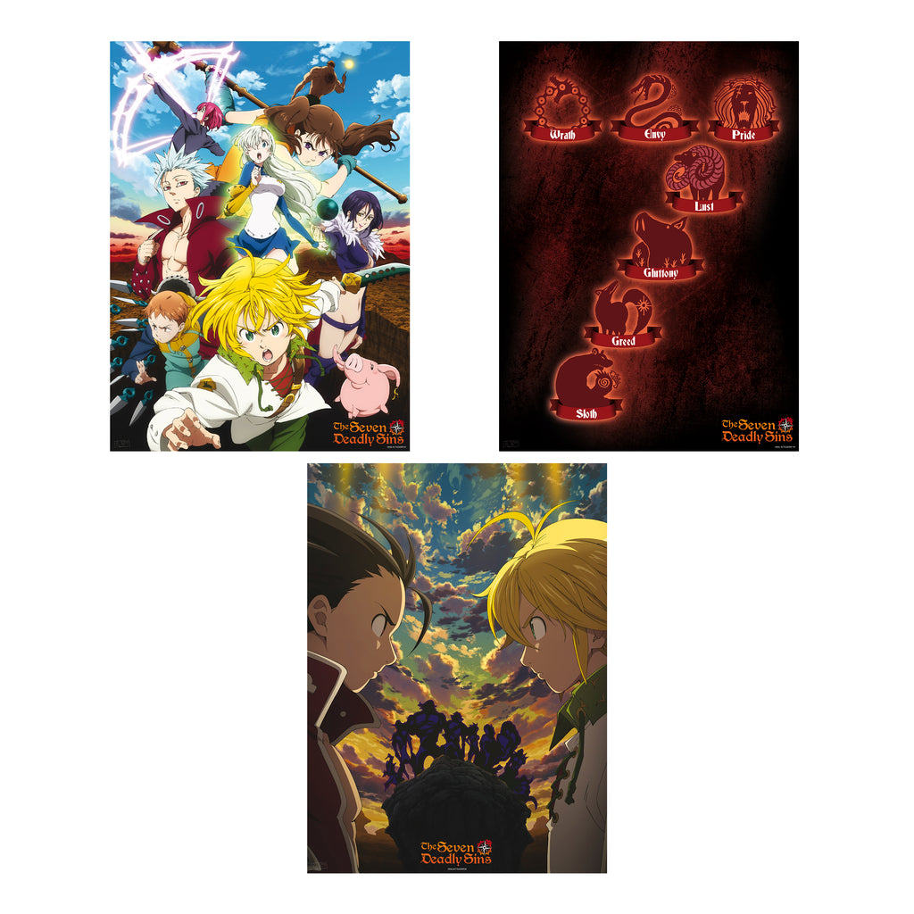 ABYstyle The Seven Deadly Sins Mini Poster Assortment Includes 3 Unframed 15" x 20.5"