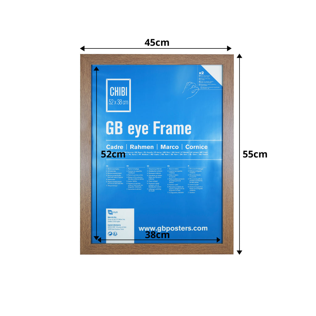 GB eye 20.5" x 15" Frame, FSC Oak Wood Poster Frame, Scratch Proof Glazing, Vertical and Horizontal Wall Mounting, Set of 2, Home, Room, Office, Wall Art Decor, 2pcs