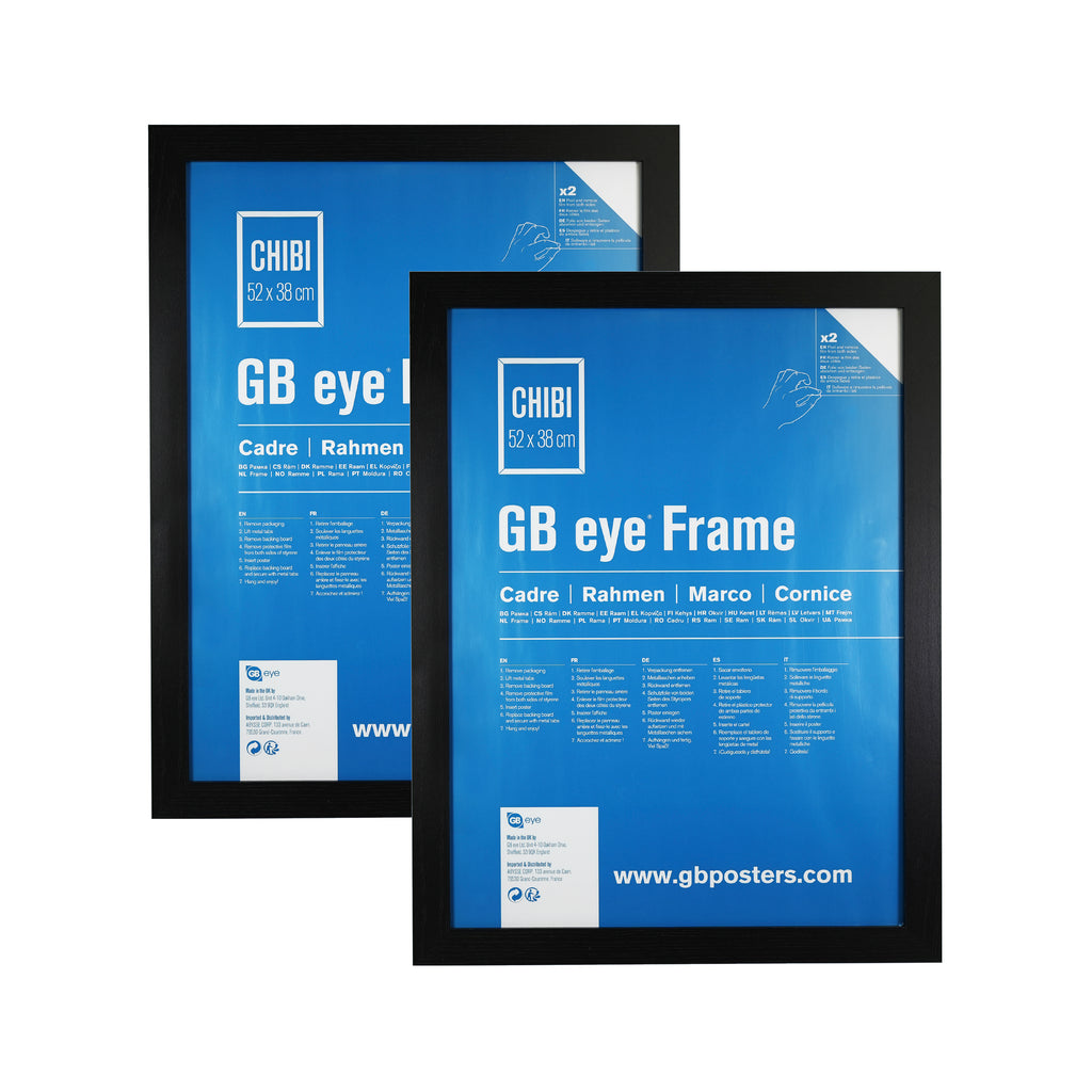 Gb Eye Black Wooden Picture Poster Frame 20.5" x 15" Twin Pack Vertical and Horizontal