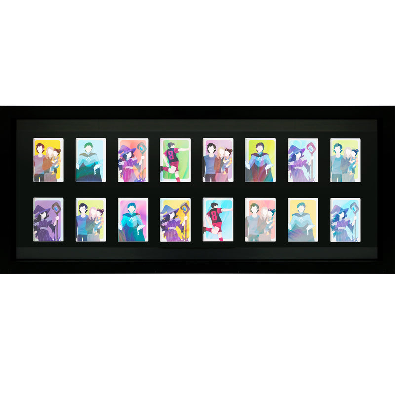 GB eye Trading Card Collector Frame 16 Position Black Wooden Frame 12" x 30" Twin Pack