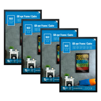 GB eye 24" x 36" Frame, FSC Black Wood Poster Frame, Scratch Proof Glazing, Vertical and Horizontal Wall Mounting, Set of 4