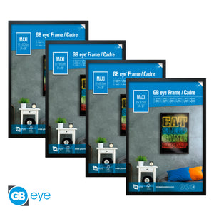 GB eye 24" x 36" Frame, FSC Black Wood Poster Frame, Scratch Proof Glazing, Vertical and Horizontal Wall Mounting, Set of 4