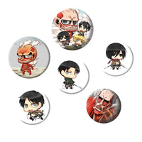 Attack on Titan Chibi Badge Pack 6 Pcs