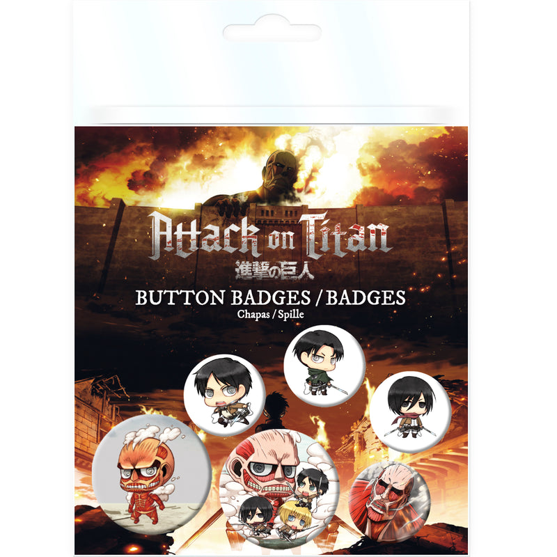 Attack on Titan Chibi Badge Pack 6 Pcs