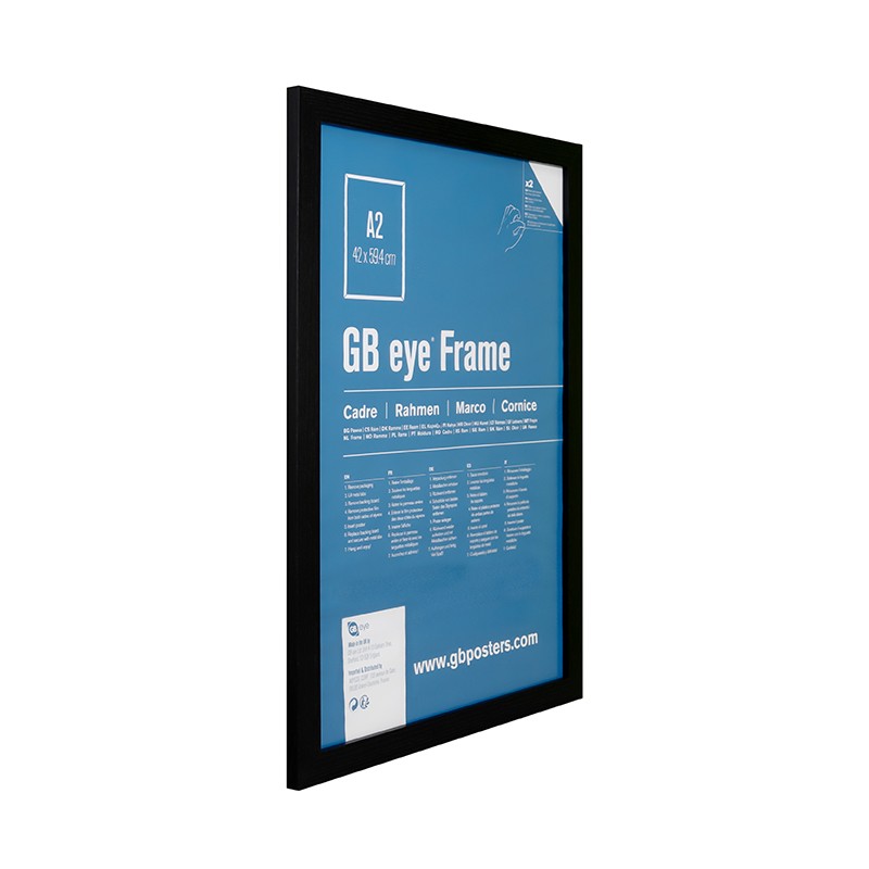 GB eye 16.5x23 MDF Frame A2, FSC Black Wood Poster Frame, scratch proof glazing, Horizontal and Vertical