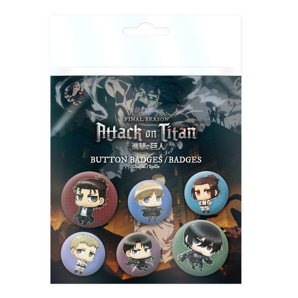 Attack on Titan Chibi Character Badge Pack 6 Pcs