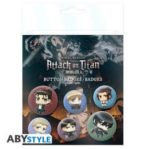 Attack on Titan Chibi Badge Pack 6 Pcs