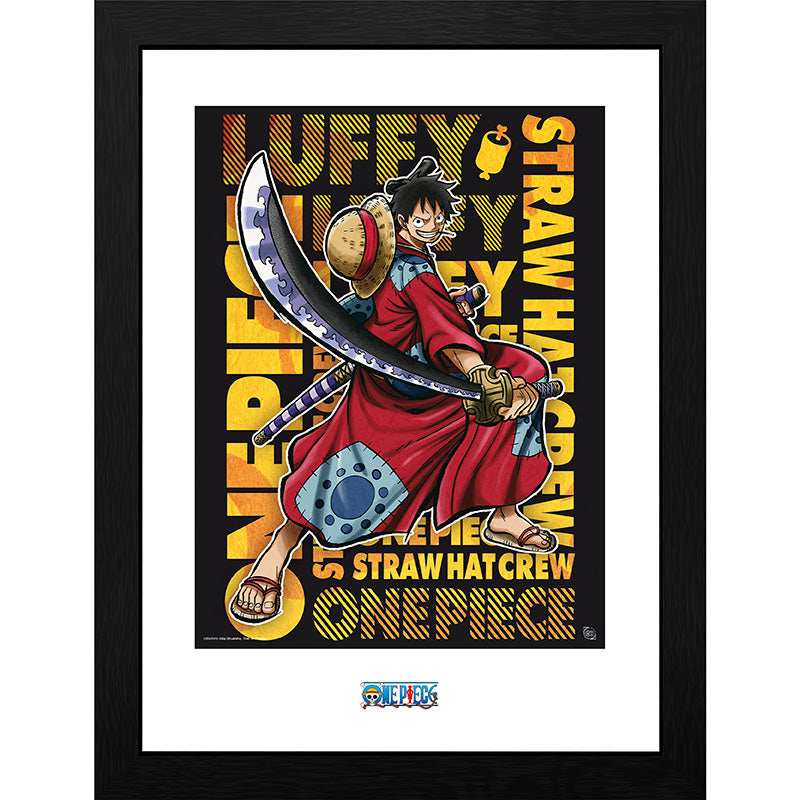 One Piece Luffy in Wano Framed Poster 12" x 16"
